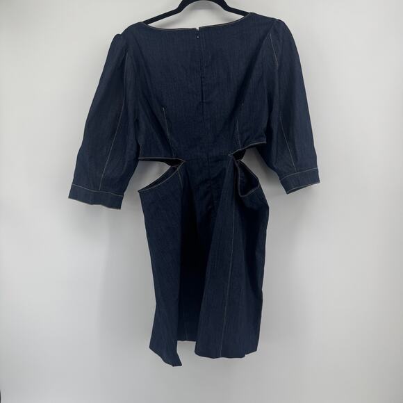 Cinq A Sept Indigo Lani Denim Mini Dress Sz 14 NWT Cut Out Waist - Picture 6 of 10